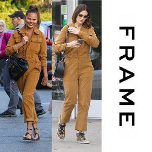 Frame Women's Caitlin Cord Coveralls Jumpsuit Tan